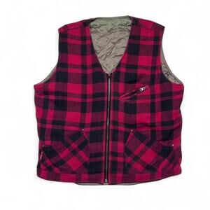 Columbia Sportswear 90s Vintage Buffalo Plaid Check Reversible Quilted Vest XL